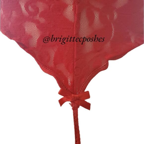 CALIFORNIA DYNASTY Women's Red Lace Fringes G-string Teddy - Picture 5 of 10